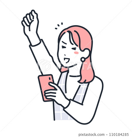 A simple vector illustration of a stylish young woman who is happy with a smartphone A simple vector illustration of a stylish young woman who is happy with a smartphone 110184285