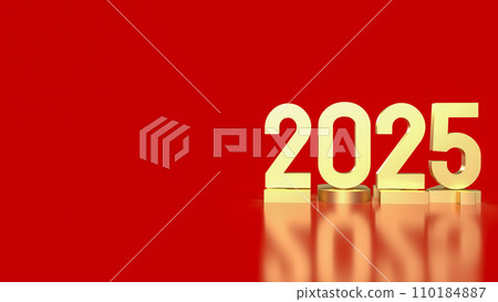 The gold number 2025 for Business concept 3d rendering. 110184887