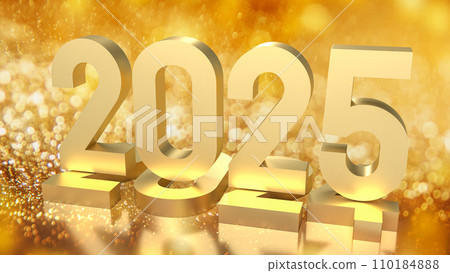 The gold number 2025 for Business concept 3d rendering. The gold number 2025 for Business concept 3d rendering. 110184888