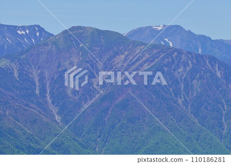 從大夢山展望台看到的赤石山和上河內山 110186281
