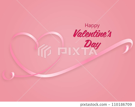 Illustration of heart on red ribbon background 110186709
