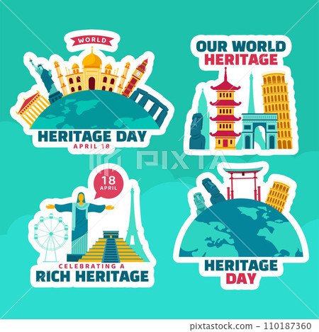 Heritage Day Label Flat Cartoon Hand Drawn Templates Background Illustration 110187360