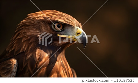 Close up portrait shot of Golden eagle Aquila chrysaetos with sharp gaze. Close up portrait shot of Golden eagle Aquila chrysaetos with sharp gaze. 110187525