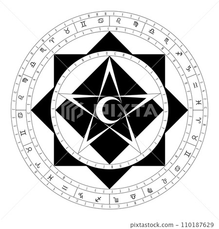帶有星星和月亮標記的魔法陣 110187629