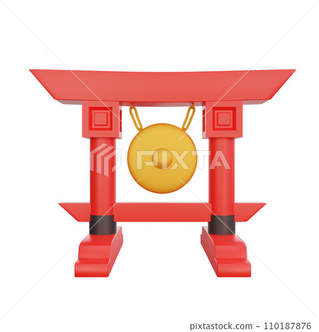 3D illustration of Gong icon Chinese New Year design 3D illustration of Gong icon Chinese New Year design 110187876