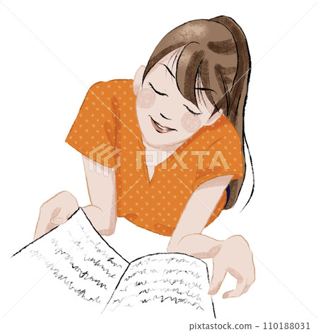 一個女孩躺著放鬆看書 一個女孩躺著放鬆看書 110188031