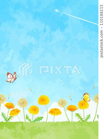 Background illustration of refreshing blue sky and dandelions 110188215