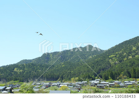 金比羅山和燕子飛翔的大原村 金比羅山和燕子飛翔的大原村 110188433