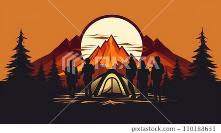 Illustration of camping in the nature or logo concept camping 110188631