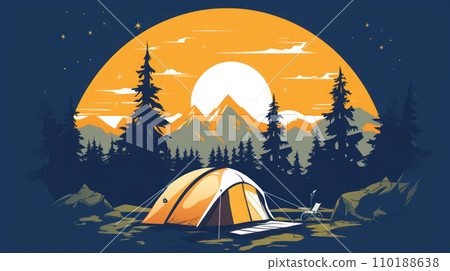 Illustration of camping in the nature or logo concept camping 110188638
