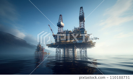 Oil drilling rig in the middle of the sea 110188731