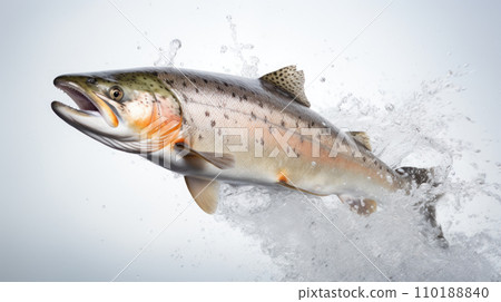 salmon fish jump on the white background salmon fish jump on the white background 110188840