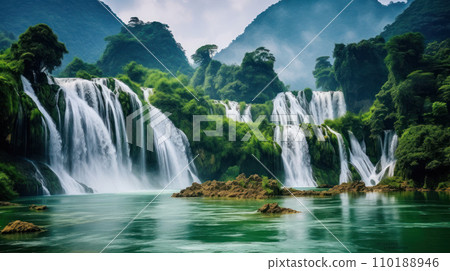 Ban Gioc Waterfall Vietnam beautiful landmark 110188946