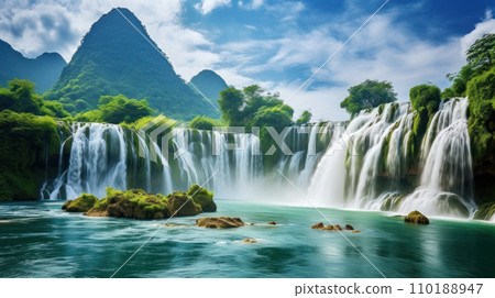 Ban Gioc Waterfall Vietnam beautiful landmark 110188947