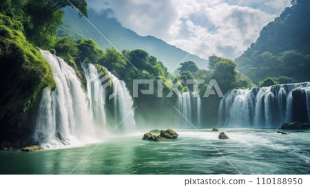 Ban Gioc Waterfall Vietnam beautiful landmark 110188950