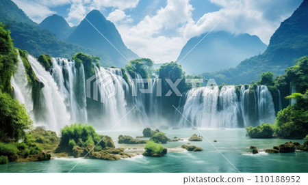 Ban Gioc Waterfall Vietnam beautiful landmark 110188952