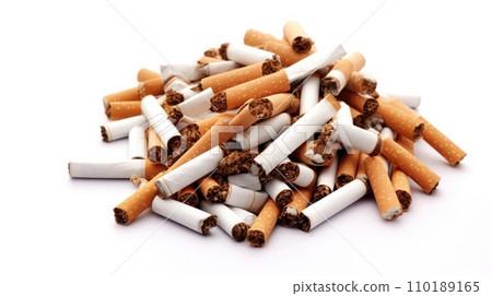 Cigarette placed on a white background 110189165