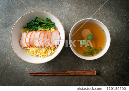 Barbecue Red Pork Noodles with Soup 110189300