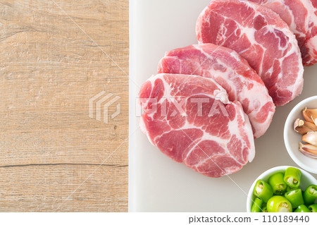 fresh pork neck raw or collar pork 110189440