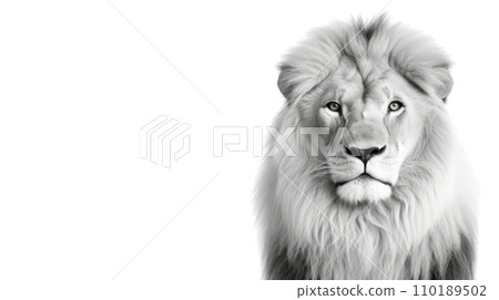 A lion black and white on the transparent background A lion black and white on the transparent background 110189502
