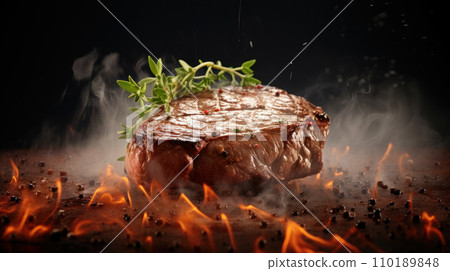 Grilling beef steak on the stove Grilling beef steak on the stove 110189848