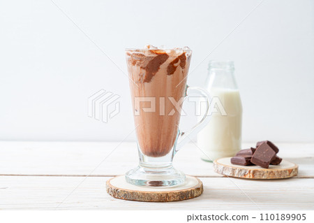 Iced chocolate milkshake drink 110189905
