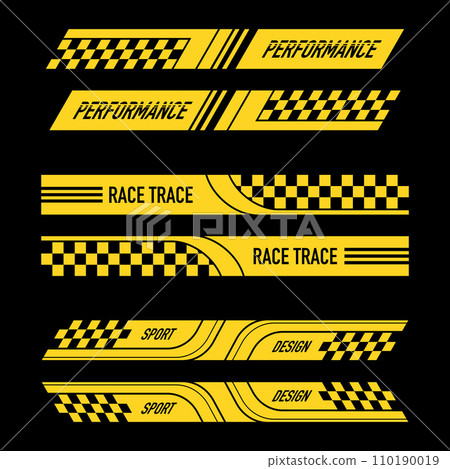 Yellow and black sport car decals set 110190019