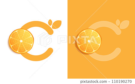 Orange fruits sliced top view on orange background. design for packaging presentation, advertising, cosmetic product display background. vitamin C nature. vector design. 110190270