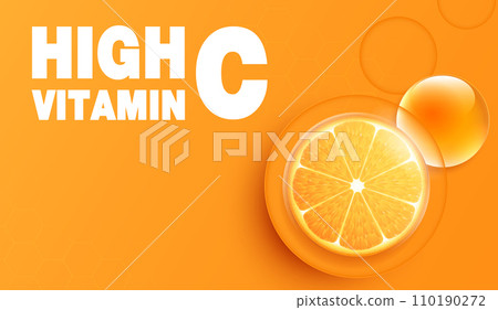 Orange fruits sliced top view on orange background. design for packaging presentation, advertising, cosmetic product display background. vitamin C nature. vector design. 110190272