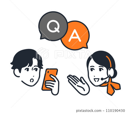 Simple vector icon illustration material of a female operator answering questions 110190430