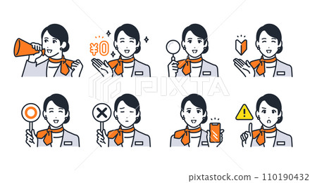 Female salesperson simple vector icon illustration set material Female salesperson simple vector icon illustration set material 110190432