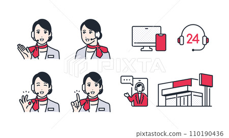 Simple vector icon illustration variation material of an operator with an intercom 110190436