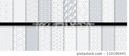 Geometric set of seamless gray and white patterns. Simple vector graphics. Geometric set of seamless gray and white patterns. Simple vector graphics. 110190441
