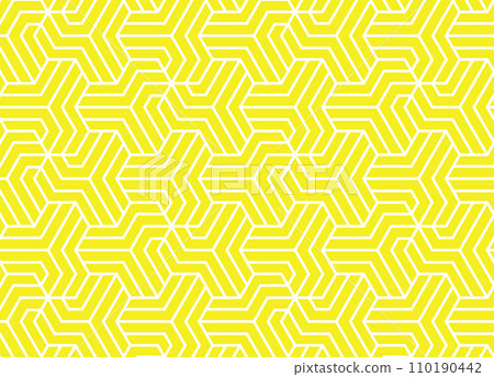 Abstract geometric pattern with stripes, lines. Seamless vector background. White and yellow ornament. Simple lattice graphic design Abstract geometric pattern with stripes, lines. Seamless vector background. White and yellow ornament. Simple lattice graphic design 110190442