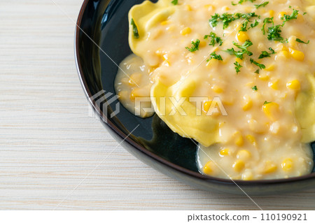 ravioli pasta with corn cheese sauce 110190921