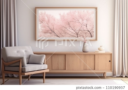 mock up living room in dark room interior 110190937