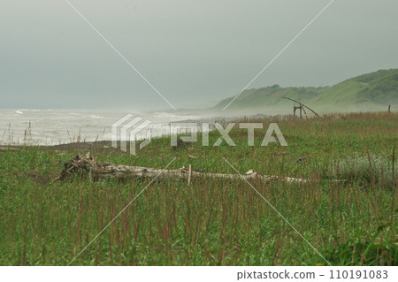 desolate foggy coastline 110191083