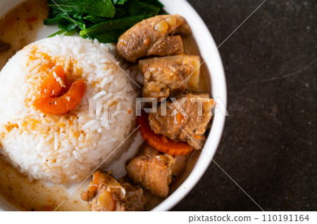 braised pork ribs with rice braised pork ribs with rice 110191164