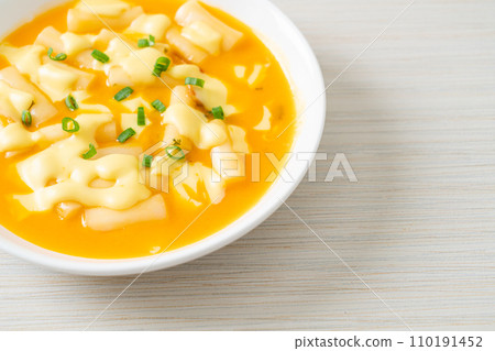 tteokbokki with cheese or Korean rice cake with cheese tteokbokki with cheese or Korean rice cake with cheese 110191452
