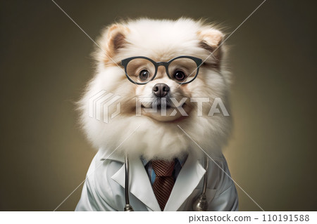 AI-generated content. portrait of dog doctor in studio background ai generated art 110191588