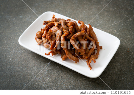 Sun-Dried Pork on white plate Sun-Dried Pork on white plate 110191635