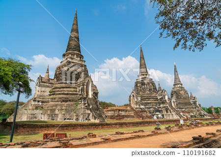 Wat Phra Sri Sanphet Temple in the precinct of Sukhothai Historical Park, a UNESCO World Heritage Site in Thailand 110191682