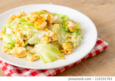 homemade stir-fried cabbage with egg homemade stir-fried cabbage with egg 110191763