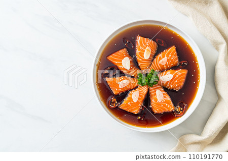 Salmon marinated Shoyu or Salmon Pickled Soy Sauce 110191770