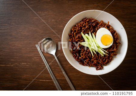Korean Instant Noodle with Black Bean Sauce (Jajangmyeon or JJajangmyeon) Korean Instant Noodle with Black Bean Sauce (Jajangmyeon or JJajangmyeon) 110191795