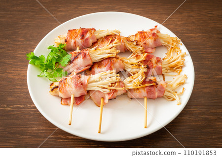 Bacon Wrapped Golden Needle Mushroom 110191853