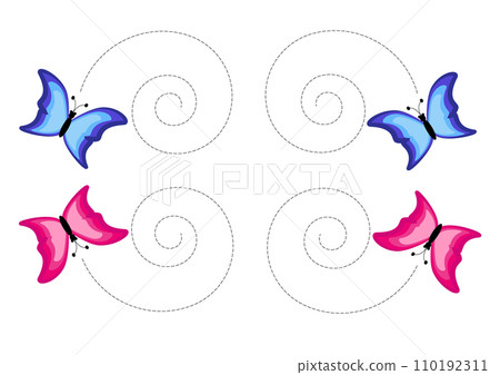 Trace and color.Trace and color for preschoolers.Handwriting practice for kids. 110192311