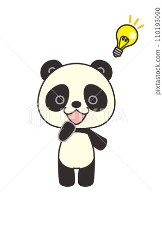 Illustration of a cute panda with an idea, whole body, white background, vector clip art, with main line 110193090