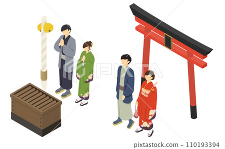 等軸圖:夫婦參觀新年神社 等軸圖:夫婦參觀新年神社 110193394