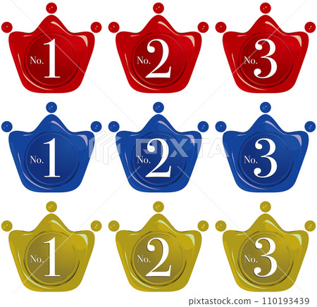 Crown seal wax emblem set vector illustration Crown seal wax emblem set vector illustration 110193439